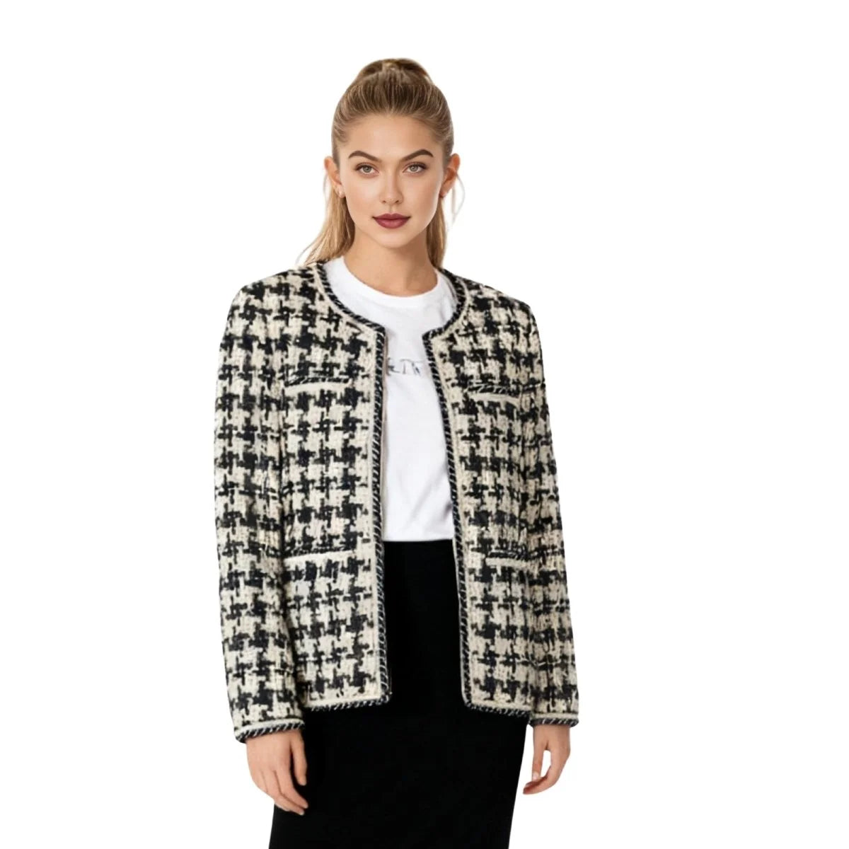 Vintage Houndstooth Casual Jacket