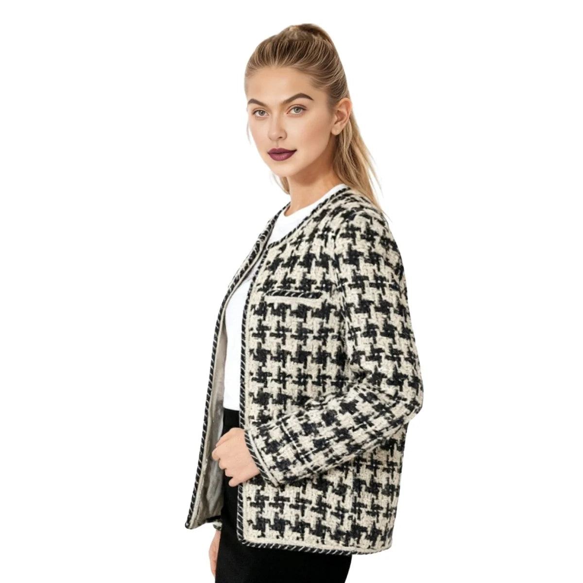 Vintage Houndstooth Casual Jacket